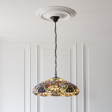 Endon 112193 - Lustr na řetězu Tiffany SULLIVAN 3xE27/60W/230V pr. 57 cm