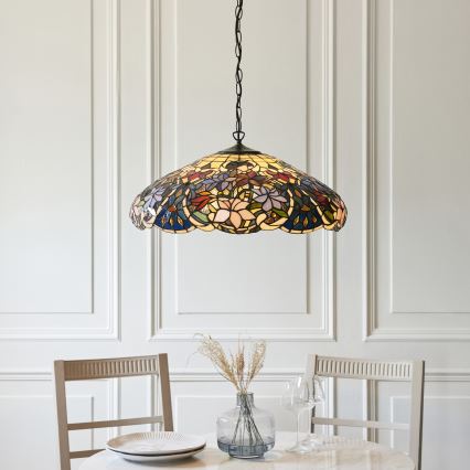 Endon 112193 - Lustr na řetězu Tiffany SULLIVAN 3xE27/60W/230V pr. 57 cm