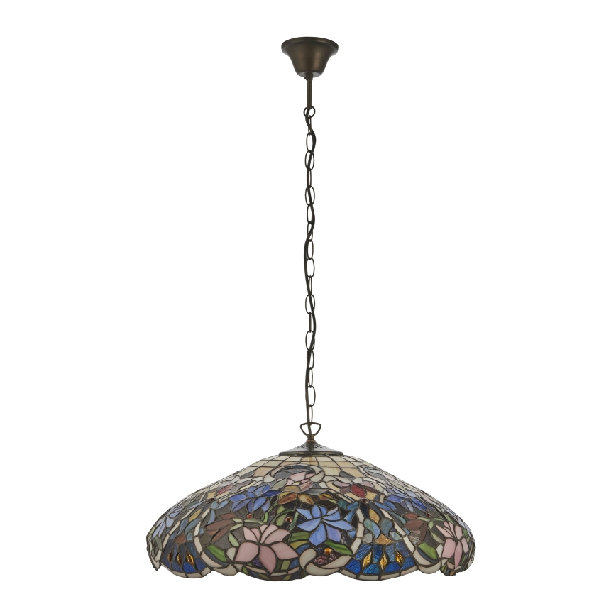 Endon 112193 - Lustr na řetězu Tiffany SULLIVAN 3xE27/60W/230V pr. 57 cm