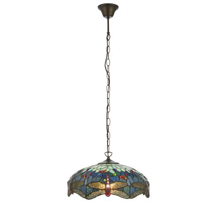 Endon 112195 - Lustr na řetězu Tiffany DRAGONFLY 1xE27/60W/230V pr. 41 cm