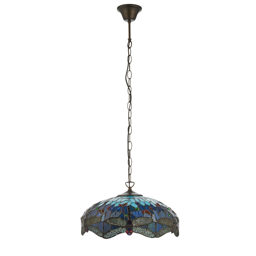 Endon 112195 - Lustr na řetězu Tiffany DRAGONFLY 1xE27/60W/230V pr. 41 cm