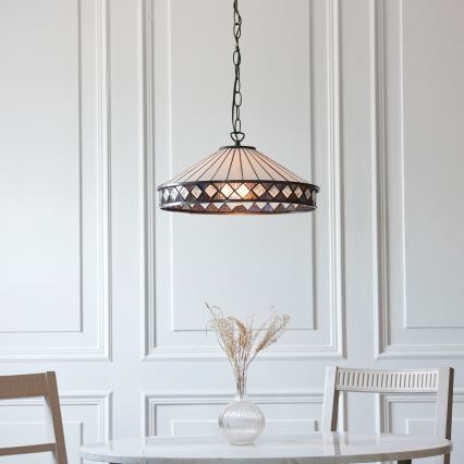 Endon 112196 - Lustr na řetězu Tiffany FARGO 1xE27/60W/230V pr. 41,5 cm