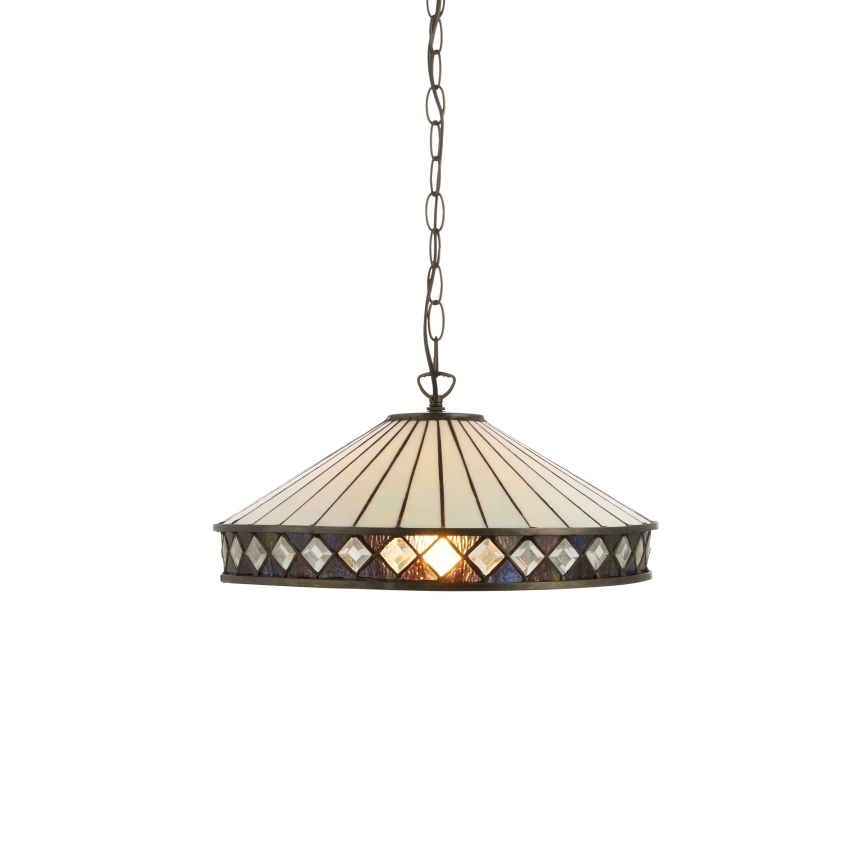 Endon 112196 - Lustr na řetězu Tiffany FARGO 1xE27/60W/230V pr. 41,5 cm