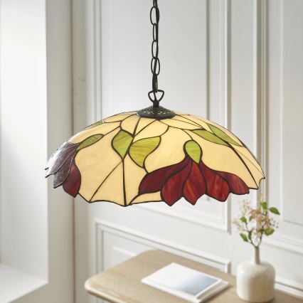 Endon 112246 - Lustr na řetězu Tiffany BOTANICA 1xE27/60W/230V pr. 45 cm