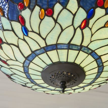 Endon 112250 - Lustr na řetězu Tiffany DRAGONFLY 3xE27/60W/230V pr. 50 cm