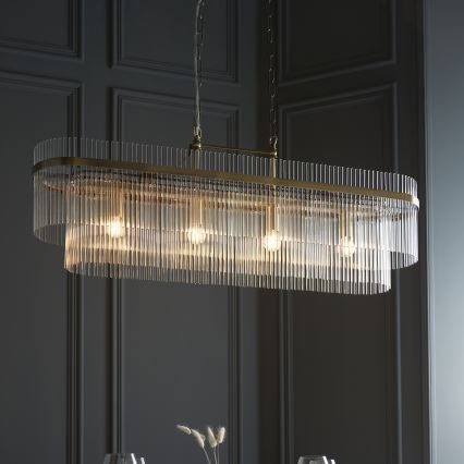 Endon 112573 - Lustr na řetězu MARIETTA 4xE14/6W/230V mosaz/čirá