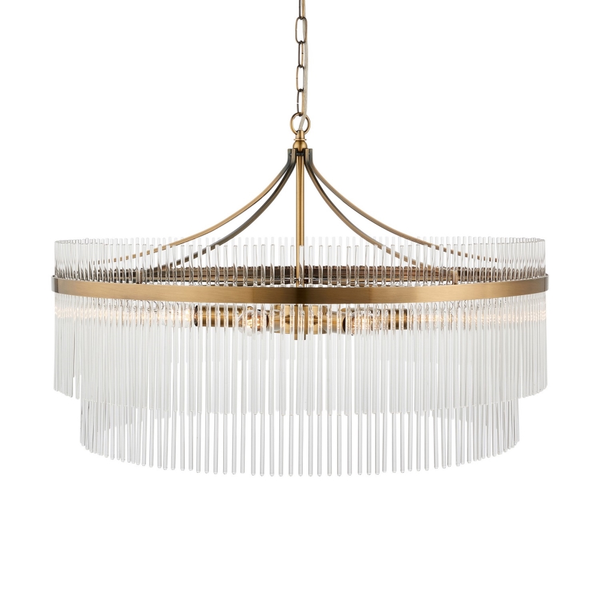 Endon 112574 - Lustr na řetězu MARIETTA GRAND 7xE14/7W/230V mosaz/čirá