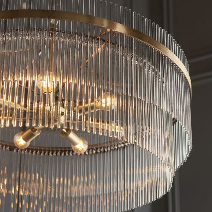 Endon 112574 - Lustr na řetězu MARIETTA GRAND 7xE14/7W/230V mosaz/čirá