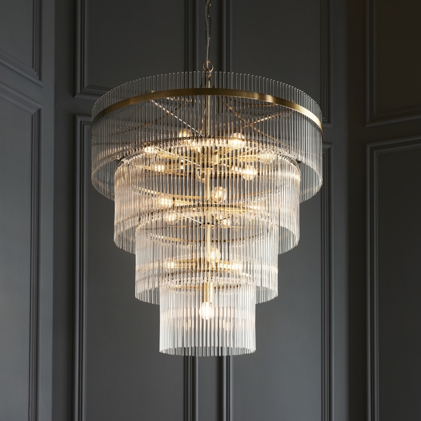 Endon 112576 - Lustr na řetězu MARIETTA 16xE14/6W/230V mosaz/čirá