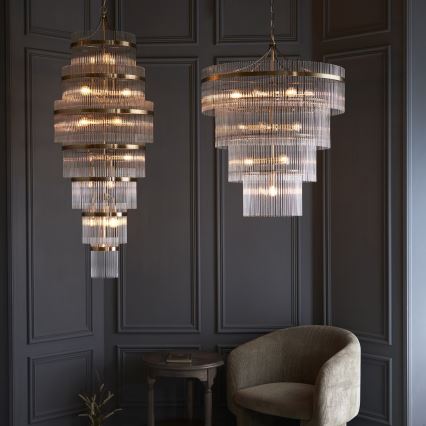 Endon 112576 - Lustr na řetězu MARIETTA 16xE14/6W/230V mosaz/čirá