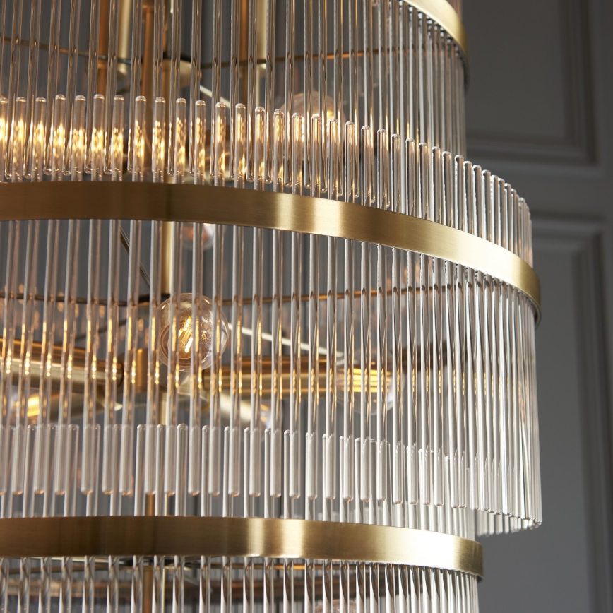 Endon 112793 - Lustr na řetězu MARIETTA GRAND 21xE14/6W/230V mosaz/čirá