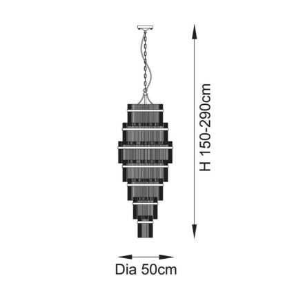 Endon 112793 - Lustr na řetězu MARIETTA GRAND 21xE14/6W/230V mosaz/čirá