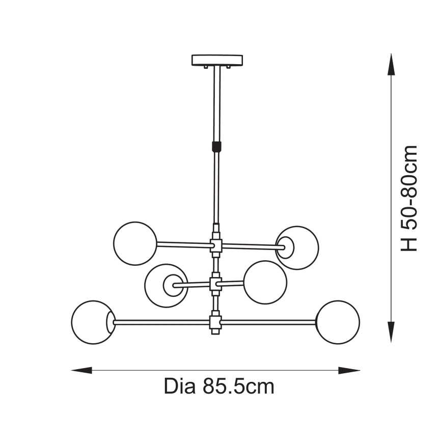Endon 114039 - Lustr na tyči 6xG9/3,2W/230V zlatá