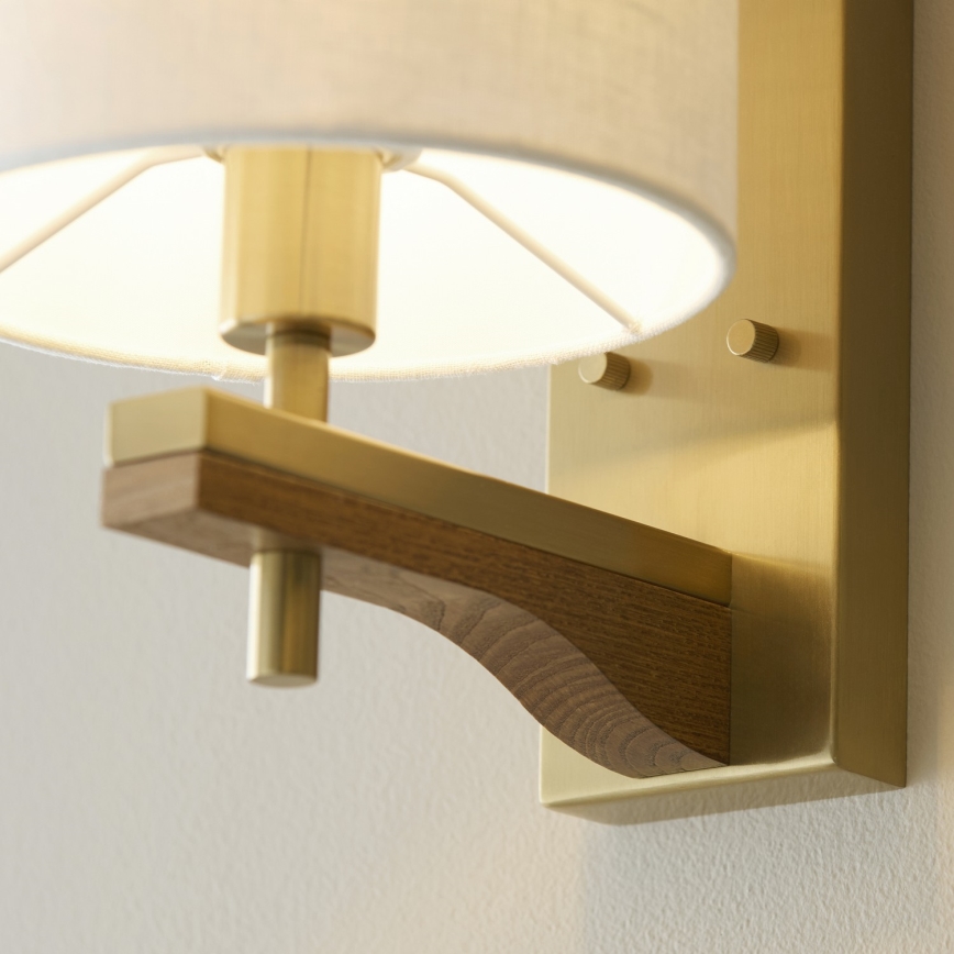 Endon 116995 - Nástěnná lampa HEATHCLIFF 1xE14/7W/230V mosaz/jasan