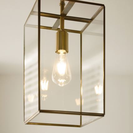 Endon 119141 - Lustr na řetězu HAMMOND 1xE27/10W/230V 21,5x21,5 cm mosaz