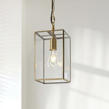 Endon 119142 - Lustr na řetězu HAMMOND 1xE27/10W/230V 17x17 cm mosaz