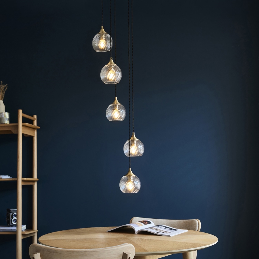 Endon 119435 - Lustr na lanku ALLEGRA 5xE14/7W/230V mosaz