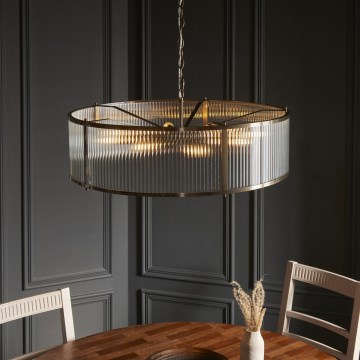 Endon 119455 - Lustr na řetězu RIDGETON 8xE14/7W/230V mosaz
