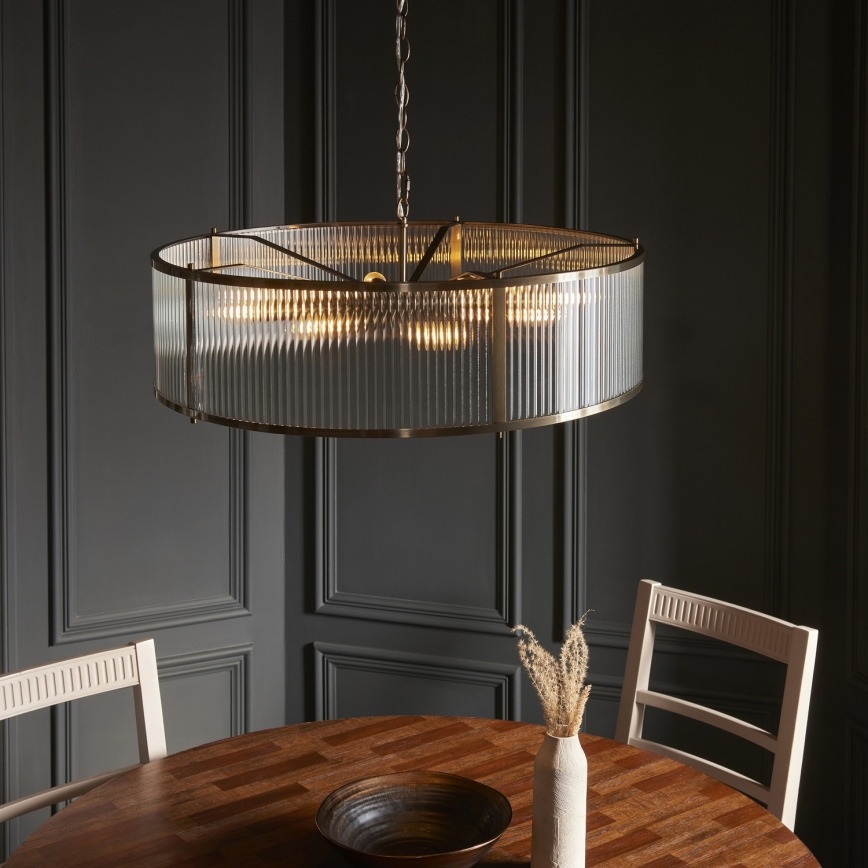 Endon 119455 - Lustr na řetězu RIDGETON 8xE14/7W/230V mosaz