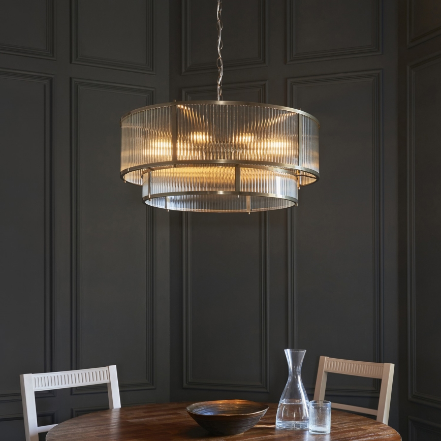 Endon 119456 - Lustr na řetězu RIDGETON 8xE14/7W/230V matný chrom