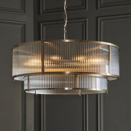 Endon 119456 - Lustr na řetězu RIDGETON 8xE14/7W/230V matný chrom