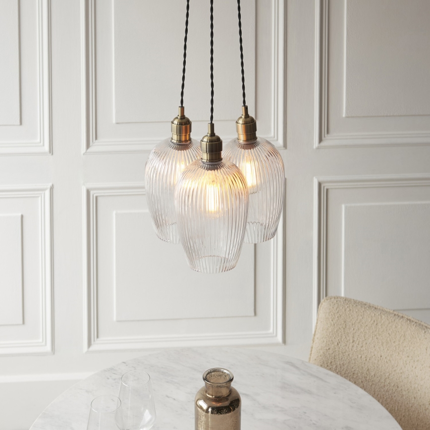 Endon 120656 - Lustr na lanku 3xE27/10W/230V mosaz
