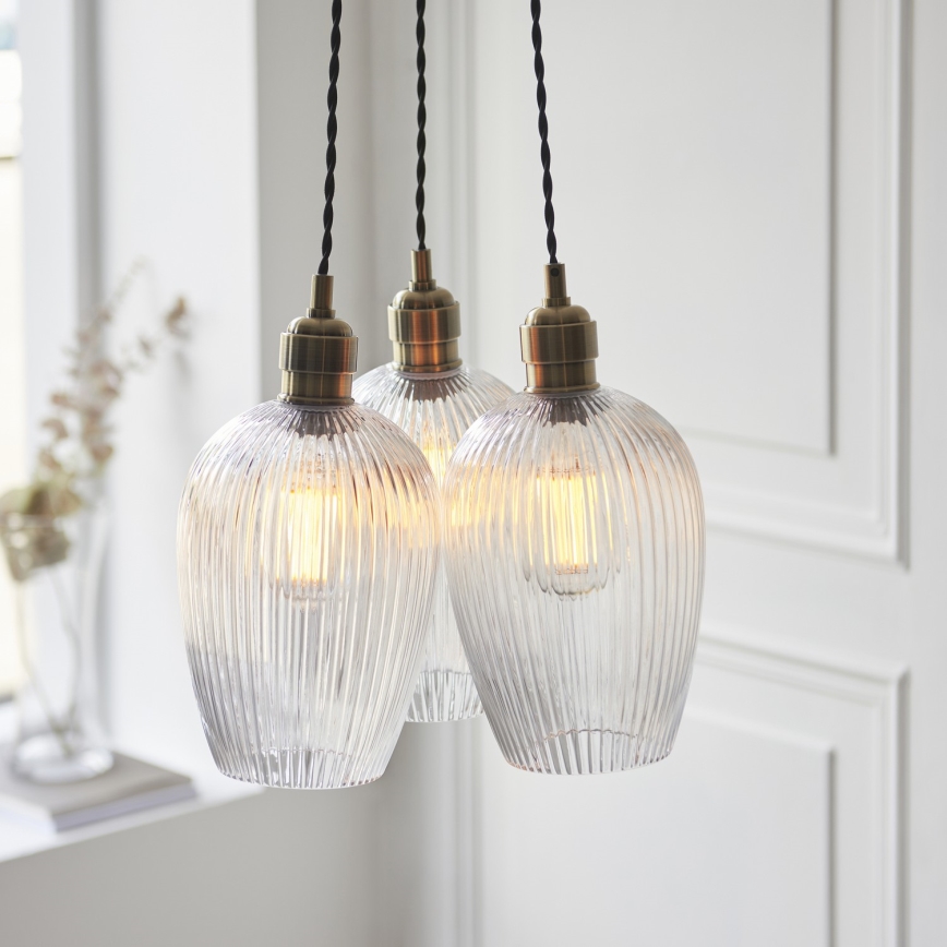 Endon 120656 - Lustr na lanku 3xE27/10W/230V mosaz