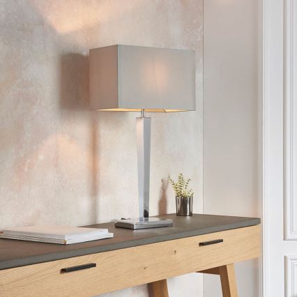 Endon 56707 - Stolní lampa MORETO 1xE27/60W/230V lesklý chrom/šedá