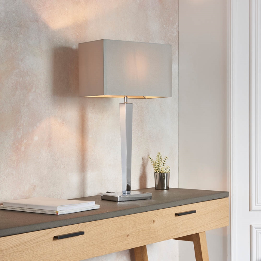 Endon 56707 - Stolní lampa MORETO 1xE27/60W/230V lesklý chrom/šedá