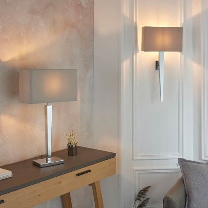 Endon 56707 - Stolní lampa MORETO 1xE27/60W/230V lesklý chrom/šedá