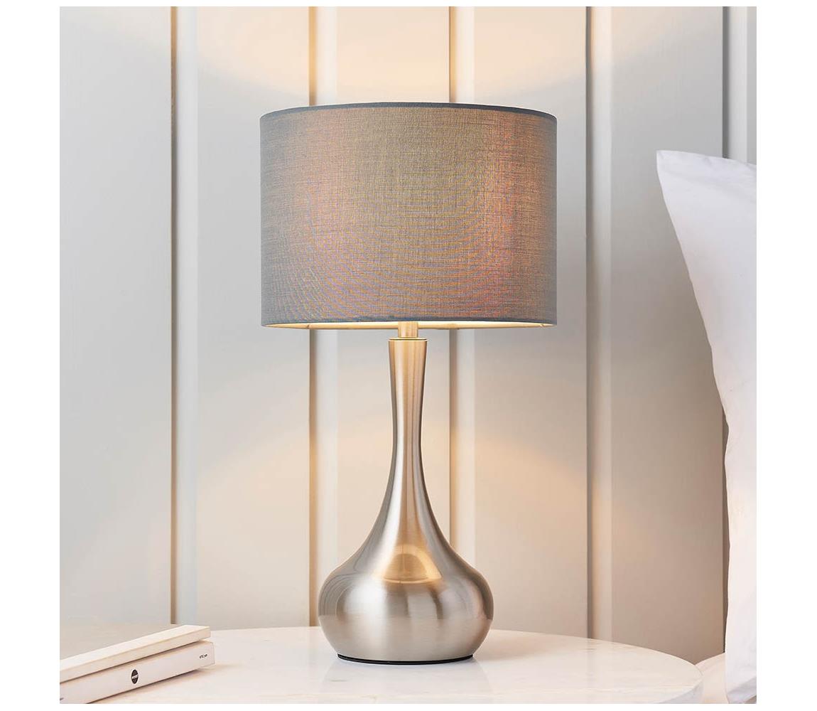 Endon 61192 -Stmívatelná stolní lampa PICCADILLY 1xE14/40W/230V matný chrom/šedá 61192