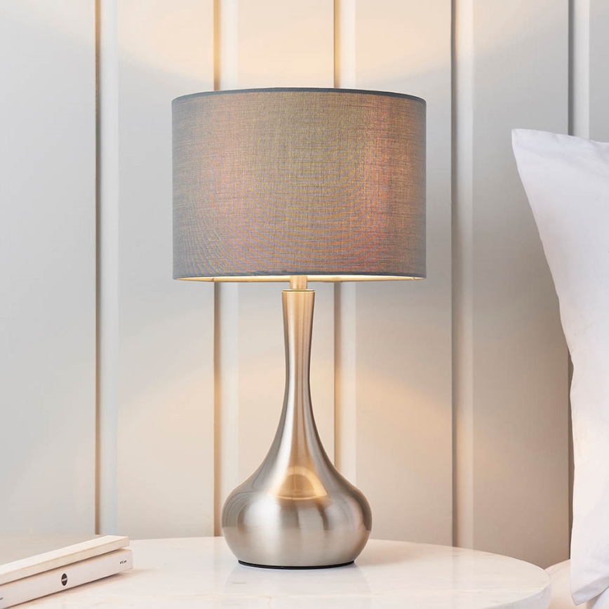 Endon 61192 - Stmívatelná stolní lampa PICCADILLY 1xE14/40W/230V matný chrom/šedá