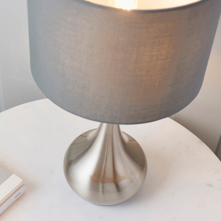 Endon 61192 - Stmívatelná stolní lampa PICCADILLY 1xE14/40W/230V matný chrom/šedá