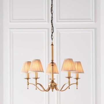 Endon 63627 - Lustr na řetězu STANFORD 5xE14/40W/230V mosaz/béžová