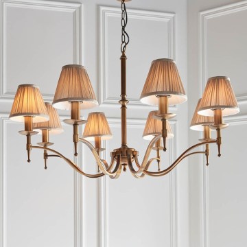Endon 63629 - Lustr na řetězu STANFORD 8xE14/40W/230V mosaz/béžová