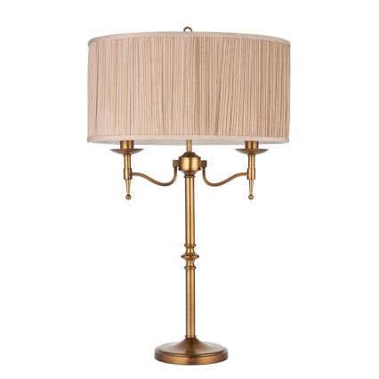 Endon 63648 - Stolní lampa STANFORD 2xE14/40W/230V mosaz/béžová