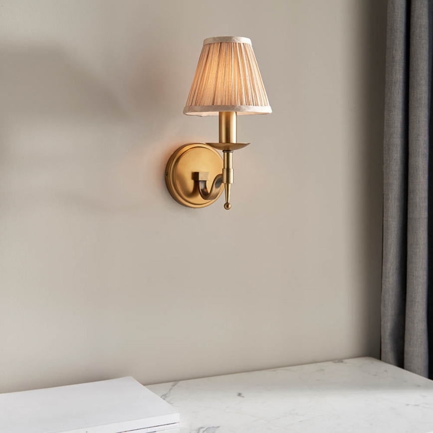 Endon 63653 - Nástěnná lampa STANFORD 1xE14/40W/230V mosaz/béžová