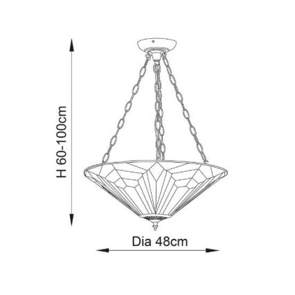 Endon 63936 - Lustr na řetězu Tiffany ASTORIA 3xE27/60W/230V pr. 48 cm
