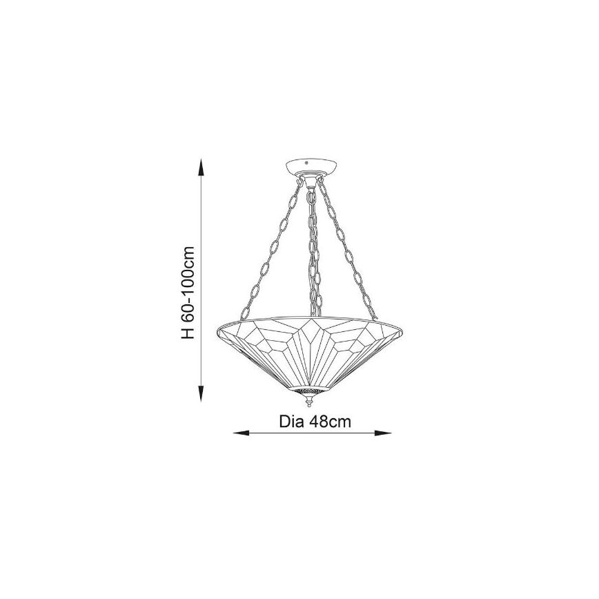 Endon 63936 - Lustr na řetězu Tiffany ASTORIA 3xE27/60W/230V pr. 48 cm