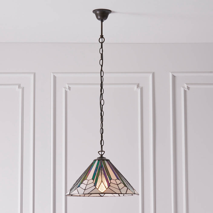 Endon 63937 - Lustr na řetězu Tiffany ASTORIA 1xE27/60W/230V pr. 40 cm