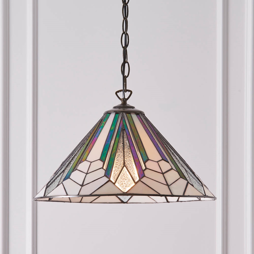Endon 63937 - Lustr na řetězu Tiffany ASTORIA 1xE27/60W/230V pr. 40 cm