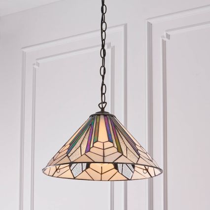 Endon 63937 - Lustr na řetězu Tiffany ASTORIA 1xE27/60W/230V pr. 40 cm