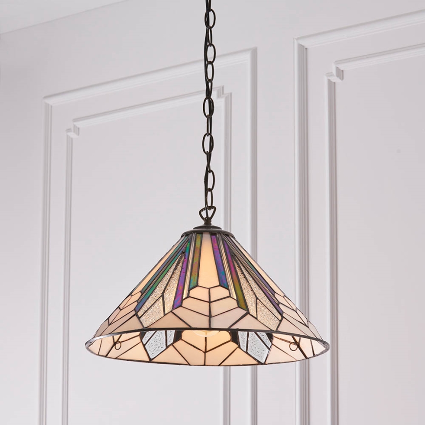 Endon 63937 - Lustr na řetězu Tiffany ASTORIA 1xE27/60W/230V pr. 40 cm