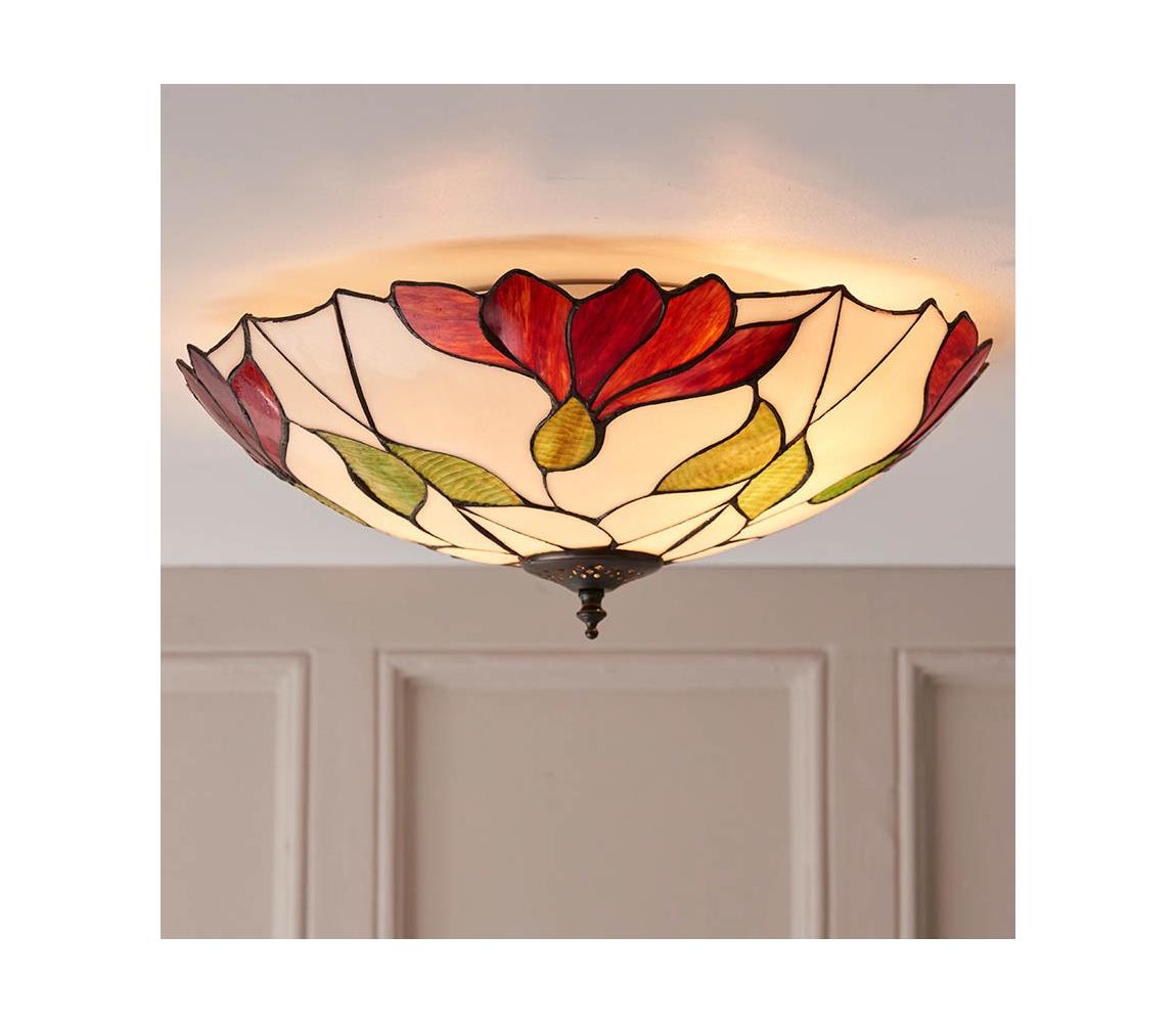Endon 63960 - Stropní svítidlo Tiffany BOTANICA 2xE27/60W/230V pr. 45 cm 63960 Pestrobarevná