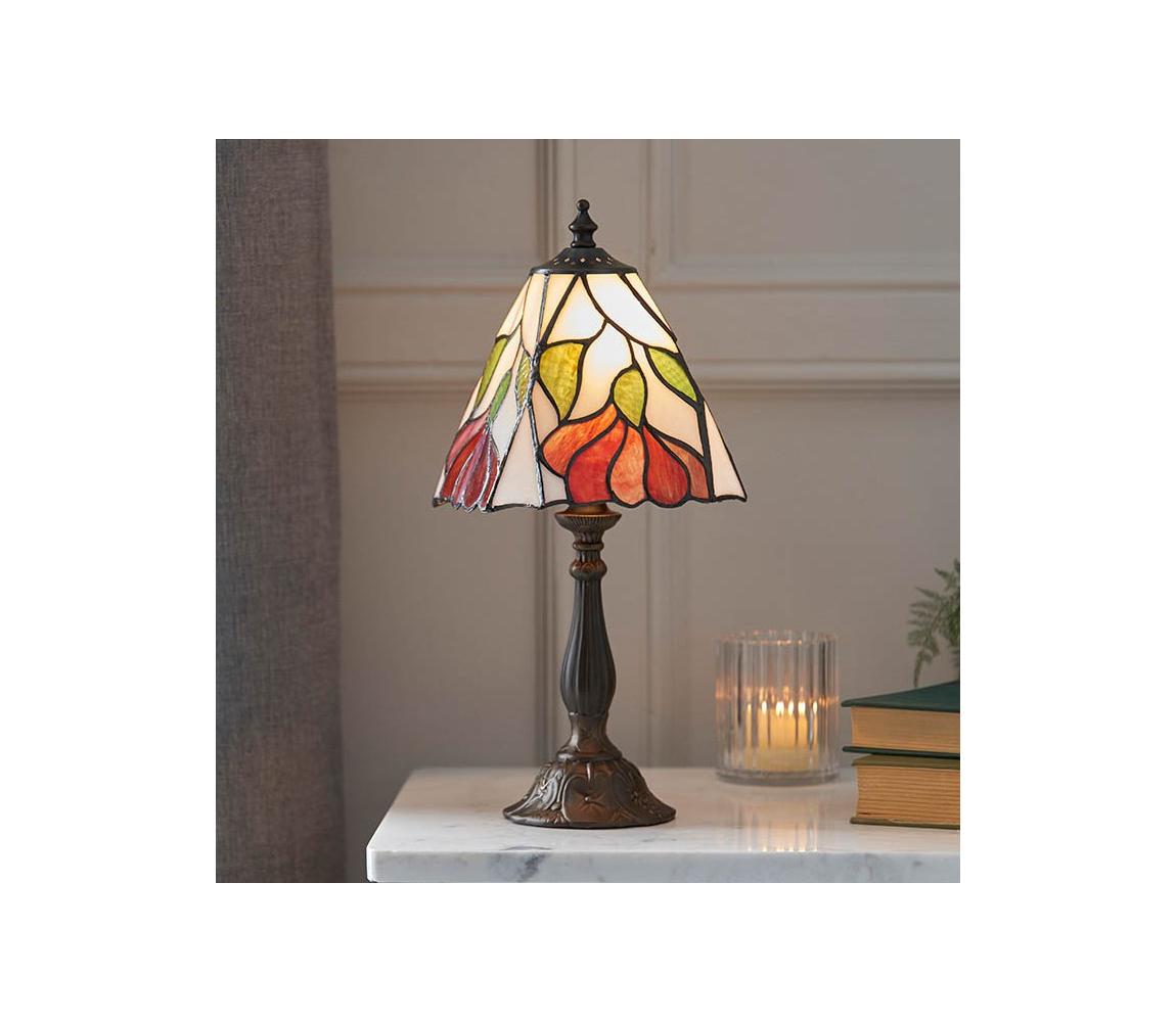 Endon 63963 - Stolní lampa Tiffany BOTANICA 1xE14/40W/230V pr. 16 cm 63963 Pestrobarevná,Hnědá