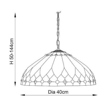 Endon 63977 - Lustr na řetězu BROOKLYN 1xE27/60W/230V pr. 40 cm