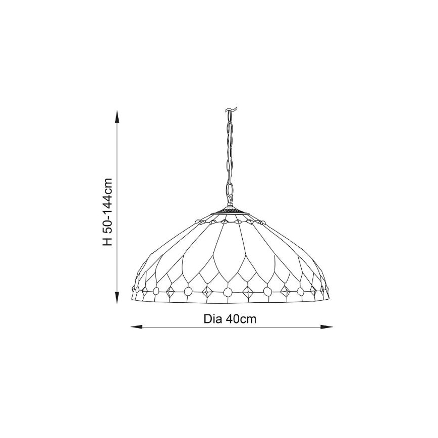 Endon 63977 - Lustr na řetězu BROOKLYN 1xE27/60W/230V pr. 40 cm