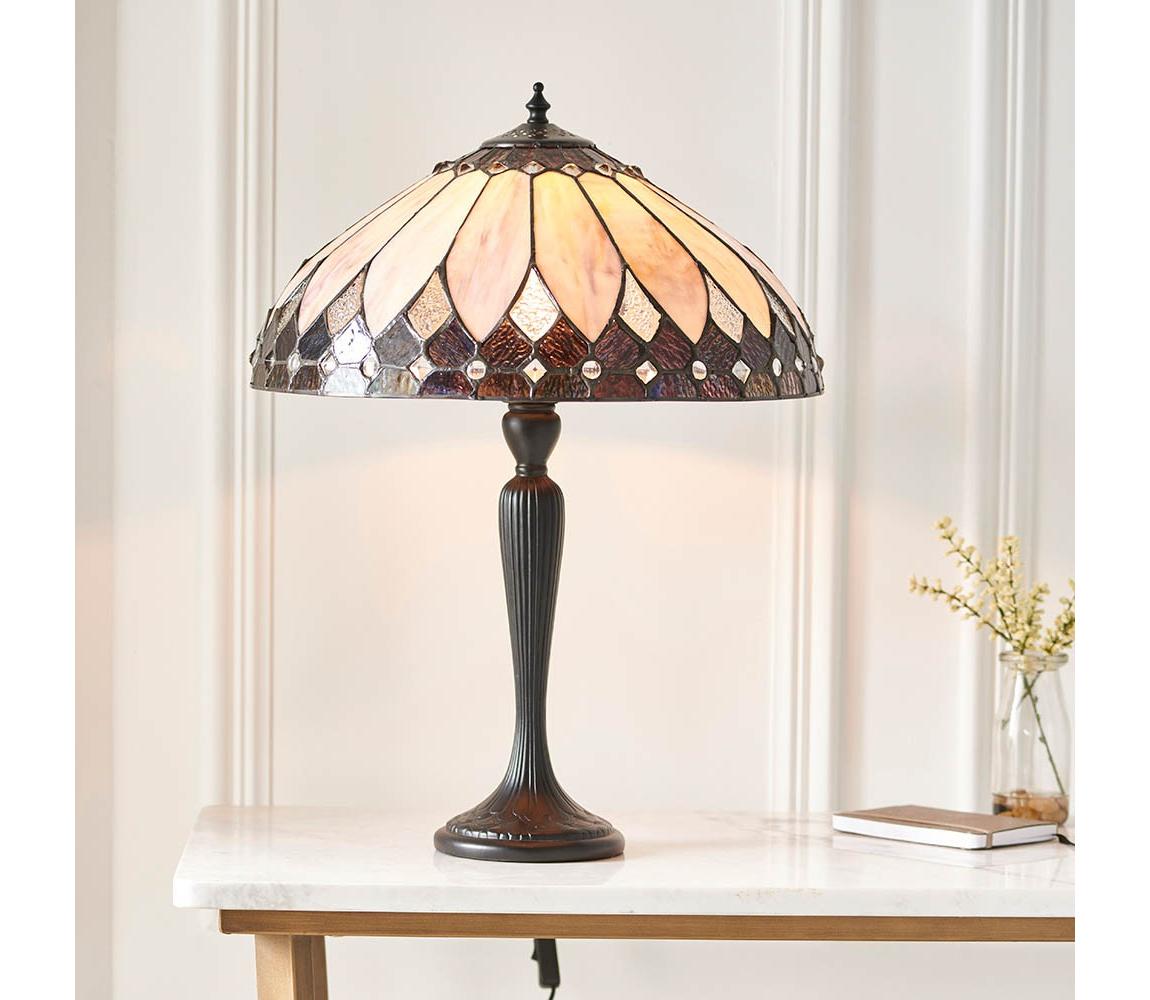 Endon 63982 - Stolní lampa Tiffany BROOKLYN 1xE27/60W/230V pr. 40 cm 63982 Hnědá,Béžová