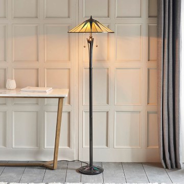 Endon 64041 - Stojací lampa Tiffany DARK STAR 2xE27/60W/230V pr. 49 cm
