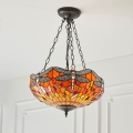 Endon 64076 - Lustr na řetězu Tiffany DRAGONFLY 3xE27/60W/230V pr. 41 cm